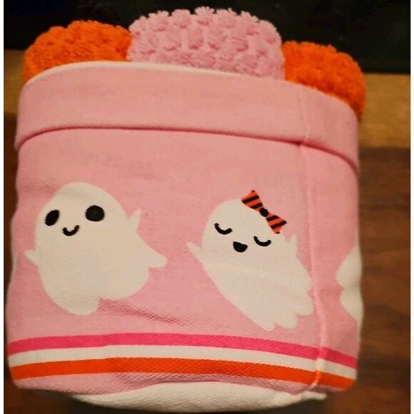CARO Home Pink Halloween GHOST Washcloths Set of 5 in a bucket/basket KIDS NEW! - Picture 2 of 3